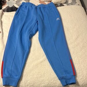 Adidas Blue Sweatpants with Red Stripes